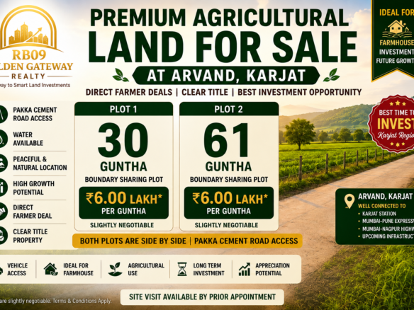 30 Guntha Agricultural Land with Pakka Cement Road Access at Arvand, Karjat