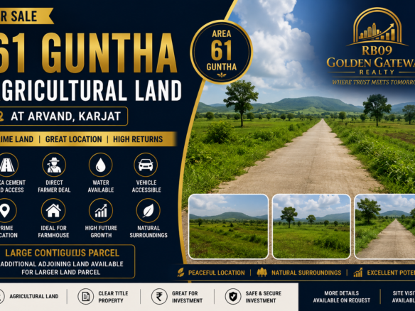61 Guntha Agricultural Land with Pakka Cement Road Access at Arvand, Karjat