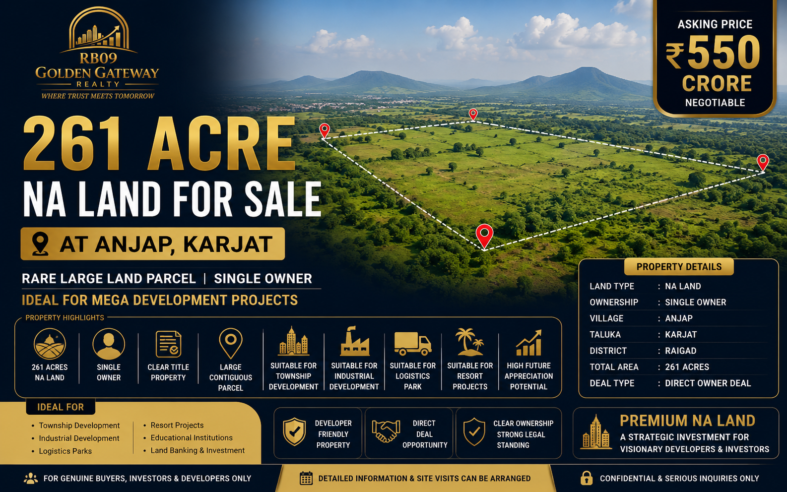 261 Acre NA Land for Sale at Anjap, Karjat | Single Owner